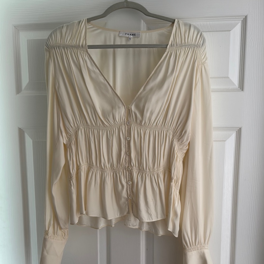 Women's Cream Button-Up Top